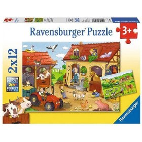 Resim Ravensburger 2x12 Parça Puzzle Çiftlikte Çalışmak 075607 
