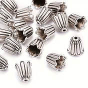 Resim 20 adet Antika Alaşım Çiçek Boncuk Kapakları, 10x10mm - Püskül & Küpe El Sanatları, Uç Kapakları, Takı Yapımı için Mükemmel 