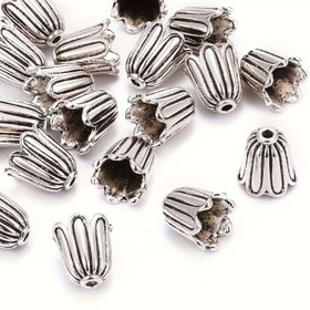 Resim 20 adet Antika Alaşım Çiçek Boncuk Kapakları, 10x10mm - Püskül & Küpe El Sanatları, Uç Kapakları, Takı Yapımı için Mükemmel 