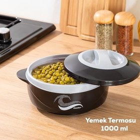 Resim Porsima 3149 1000 mL Yemek Termosu - Sızdırmaz Kilitlenebilir Kapak Paslanmaz Çelik Sefer Tası - Siyah 