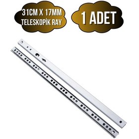 Resim Teleskobik 17mm Çekmece Rayı Gömme Bilyeli İnce Ray 17mm 31cm 1 Takım Krom Çok Renkli 