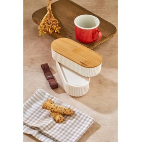 Resim 1000ML Ahşap Kapaklı Lunch Box 2'li Set Diyet Beslenme Kutusu Bambu Saklama Kabı 