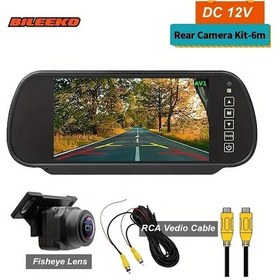 Resim Tongdashop 7 İnç Lcd Araç İçi Ayna Geri Görüş Ekranı 2 Girişli Balık Gözü Park Kameralı Set 