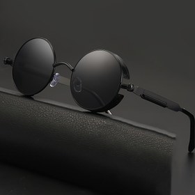 Resim Erkekler ve kadınlar için renk bloğu tasarımı, miror lensli retro tarzı yuvarlak metal gözlükler, metalik çerçeveli moda aksesuarı 