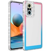 Resim Fibaks Redmi Note 10 Pro Kılıf Simli Renkli Parlak Kamera Lens Korumalı Transparan Kapak 