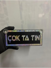 Resim HBSİ SİYAH RENK ÜZERİ HOLOGRAM RENK ÇOK TA TIN YAZILI VANTUZLU CAM SÜSÜ 