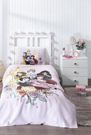 Resim Özdilek Princess Rose Tek Kişilik Disney Lisanslı Lastikli Çarşaf Çocuk Pike Takımı 