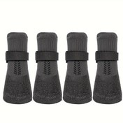 Resim Köpek ayakkabıları büyük köpekler için, botlar ve pati koruyucuları orta boy köpekler için, kışın karlı günler, yazın sıcak yollar, yağmurlu günlerde su geçirmez, açık hava yürüyüşleri ve kapalı sert zeminler için kaymaz tabanlar 