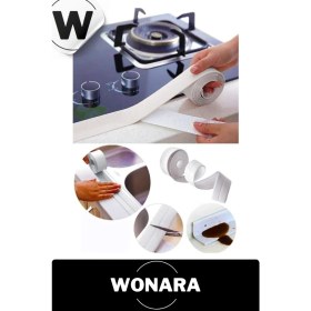 Resim Wonara Premium Su Geçirmez Önleyici Yalıtım Küf Banyo Mutfak Lavabo Gri Kenar Şerit Bant 3.2m 2 Adet 