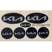Resim FD OTOMOTİV Kia Ceed, Rio, Cerato Özel Yeni Yazılı Kia Logo Amblem Takım Siyah-gri 