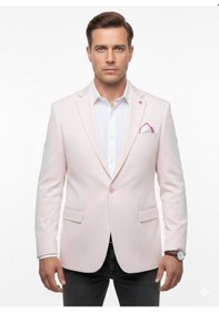 Resim Plus Scorpion Erkek Blazer Ceket Slim Fit, Tek Düğme, Şık Davet Ve İş Kombin Ceketi Açık Pembe 