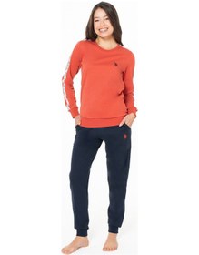 Resim U.S. Polo Assn. Kadın Pamuklu Lisanslı Pijama Takımı 20120 Kiremit 