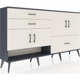 Resim Arges Konsol 3 Raflı 3 Çekmeceli 4 Kapaklı 176x30x99 Antrasit-aytaşı Aytası/aytası - Antrasıt 