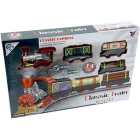 Resim Oyuncak Klasik Tren Classic Train Pilli Kara Tren Seti 14 Parça 