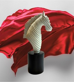 Resim Klc Çizgili Tasarım At Heykel Beyaz 