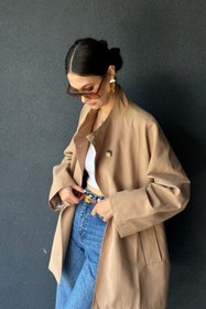 Resim Camel Tek Düğmeli Kısa Trençkot - Camel / S-M 