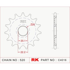 Resim RK Yamaha WR 250 X RK Çelik Ön Dişli C4016-13 (2008-2015) 