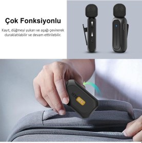 Resim Hepa Merz R 42 Apple iPhone Uyumlu iPad Type c Çiftli Yüksek Kaliteli Kablosuz Yaka Mikrofonu 