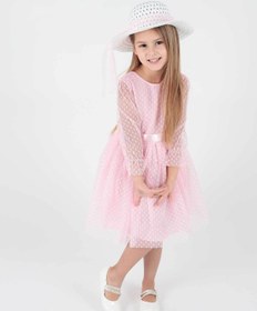 Resim AHENGİM Kids Kız Çocuk Şapkalı Ve Tül Dantel Trend Abiye Elbise Ak2228 