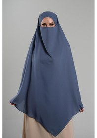 Resim Hürrem Bone İndigo Pratik Hazır Geçmeli Tesettür Eşarp Krep Bağcıklı Sufle Hijab 2313 34 