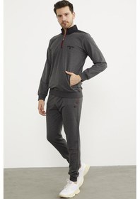 Resim Dik Yaka Yarım Fermuarlı Eşofman Takım - Antrasit 001 