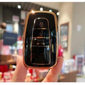 Resim Lüx Toyota C-hr Corolla Rav4 Land Cruiser 3 Buton Sustasız Nano Anahtar Kılıfı Siyah Gold Renk 