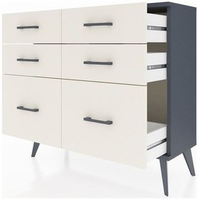 Resim Arges Şifonyer 6 Çekmeceli 88x30x80 Antrasit-antrasit/aytaşı Antrasit/aytaşı 