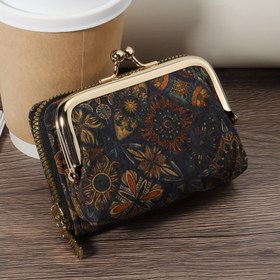 Resim Kadınlar İçin Canlı Çiçekli Cüzdan – Altın Kenarlı Kredi Kartı Tutucu, Çoklu Yuvalar, Büyük Kapasiteli Bozuk Para Cüzdanı & Çanta, Fermuarlı Şık El Çantası, Günlük Kullanım İçin Mükemmel, Kart Tutucu Cüzdan 