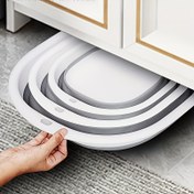 Resim 3'lü Katlanabilir Lavabo Seti - Yüz Yıkama, Sebze Yıkama, İç Çamaşırı Yıkama ve Ayak Islatma için Çok Fonksiyonlu - Dayanıklı Plastik, Retro Tarz 
