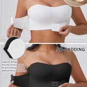 Resim 2 Adet Kadınlar İçin Yapışkanlı Yama Detaylı Strapless Bandeau Sütyen - Yumuşak, Dolgusuz, Orta Destekli Dikişsiz Tişört Sütyeni, Şık Düz Renk Tasarım 