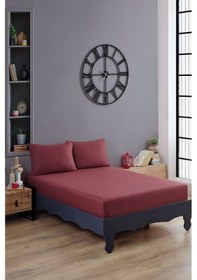 Resim Varol Ranforce %100 Pamuk Çarşaf Takımı Bordo/160x200cm Bordo 