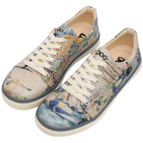 Resim Dogo Kadın Vegan Deri Bej Sneakers - Watercolor And Sailors Tasarım 