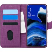 Resim Oppo Reno 2z Kılıf Fabric Book Wallet Mor Microsonic