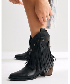 Resim Lillebeth Siyah Püsküllü Zımba Detaylı Western Bot 001 