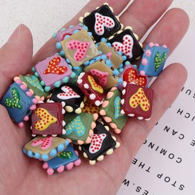 Resim 5 Adet El Boyaması Çift Taraflı Kalp Kare Boncuklar - Canlı Renkli Parlak Cam Boncuklar, Puantiyeli ve Desenli Tasarımlar, DIY Takı Yapımı için Önceden Delinmiş, Bilezikler, Kolyeler, Küpeler, El Yapımı Aksesuarlar, Detaylı İşçilik, Yaratıcı Tasarım, Sanatçılar İçin 