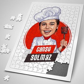 Resim Mükemmel Aşçı Kadın Karikatürlü Puzzle 