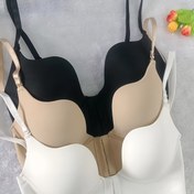 Resim 3 Adet Kadın Seksi Derin U-Şekilli Plunge Ön Kapatmalı Sütyenler - Dikişsiz Pürüzsüz İnce Kalıplama Kupaları, Tel Destekli, Sırt Açık Tasarım, Düz Renkler (Siyah/Bej/Beyaz), Şık İç Çamaşırları, Yüksek Kaliteli İç Giyim 