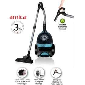 Resim Arnica Yüksek Çekim Gücü Turbo Başlıklı Premium Torbasız Süpürge, Kumandalı ve Geniş Aksesuarlı 