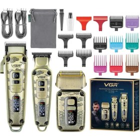 Resim Vgr Yeni V-642 Profesyonel Saç Sakal Ense +Sıfır Yanak Düzeltici Elektrikli Tıraş Makinesi Seti 