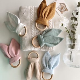 Resim Müslin Tavşan Kulak Diş Kaşıyıcı - Bej 