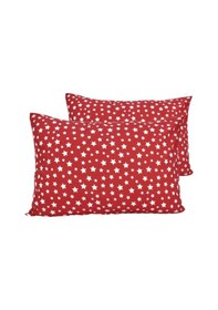 Resim 2 Li Ranforce Pamuk Yastık Kılıfı 50x70 Kırmızı Yıldız Kırmızı 