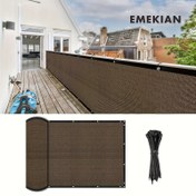 Resim EMEKIAN Balkon Gizlilik Ekranı Çit, Gizlilik Kapağı Koruma Izgarası Rüzgar Önleyici Çit Güneşlik Bez Perçinli UV Koruma ile, Apartmanlar, Teraslar, Arka Bahçeler, Yüzme Havuzları, Verandalar için Uygun 1 adet, Kahve Rengi 