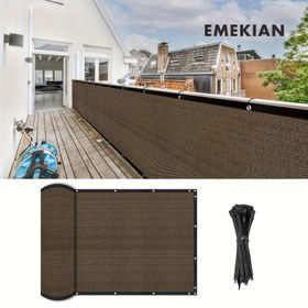 Resim EMEKIAN Balkon Gizlilik Ekranı Çit, Gizlilik Kapağı Koruma Izgarası Rüzgar Önleyici Çit Güneşlik Bez Perçinli UV Koruma ile, Apartmanlar, Teraslar, Arka Bahçeler, Yüzme Havuzları, Verandalar için Uygun 1 adet, Kahve Rengi 