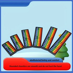 Resim 1 adet ofis matematik sevimli plastik abaküs 7 sütun, 13 satır, 15 vites, plastik küçük abaküs, gökkuşağı renginde zihinsel abaküs hesaplama boncukları 