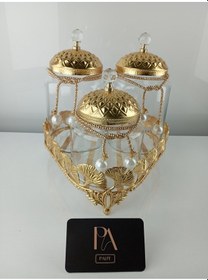 Resim Çay Kahve Şekerlik Kavanoz Sunumluk Söz Nişan Kız İsteme Çikolatalık Dekoratif Obje Biblo Süs Eşya Üçgen Altın 