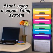 Resim 1 Adet Duvar Organizatörü, 6 Cepli A4 Zarf Boyutlu Yığılabilir Dosya Asma Klasörü, Okul Ofis Ev Dosya Depolama Organizatörü, Pazartesi'den Pazar'a Planlayıcı, Hayatınızı Çok Daha Kolay Hale Getirecek 