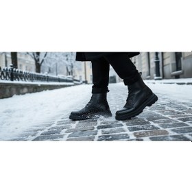 Resim Growish Gr0458 Hakiki Deri Yüksek Eva Taban Soğuk Geçirmez Spor Klasik Kışlık Erkek Bot Siyah Kaymaz Taban 