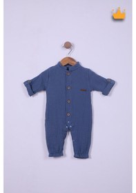 Resim Babyhola Kız Erkek Bebek Tulum Pamuk Müslin Katlanabilir Kollu Çıtçıtlı 22401 Lacivert 
