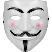 Resim Beyaz Pembe Yanaklı V For Vendetta Maskesi 
