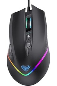 Resim Hepta Collection Aula F805 6400dpi Rgb 7 Tuşlu Makro Optik Oyuncu Mouse, Siyah 
